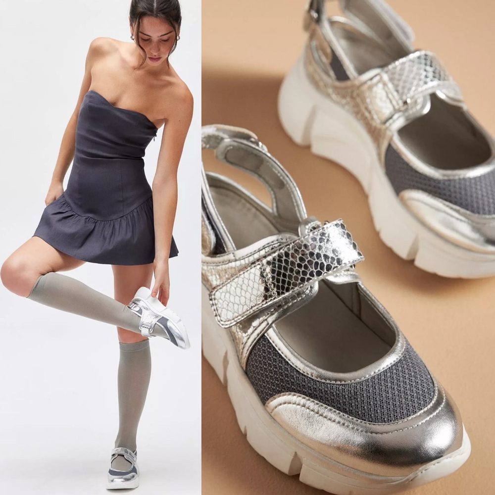 Seychelles Los Angeles Track Star Metallic Silver Sz 8 Women’s Sandal Sneakers